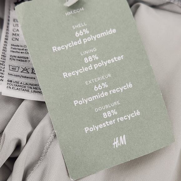 H&M Plunge One Piece Swimsuit Size XL Silver Glitter Maillot Sexy Glam High Cut - Picture 6 of 7